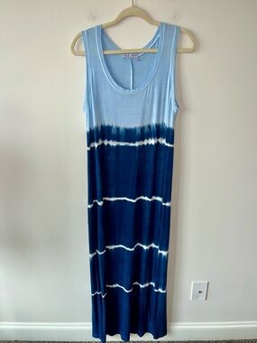 fresh produce Light Blue and Navy Tie-Dye Maxi Dress Size Large